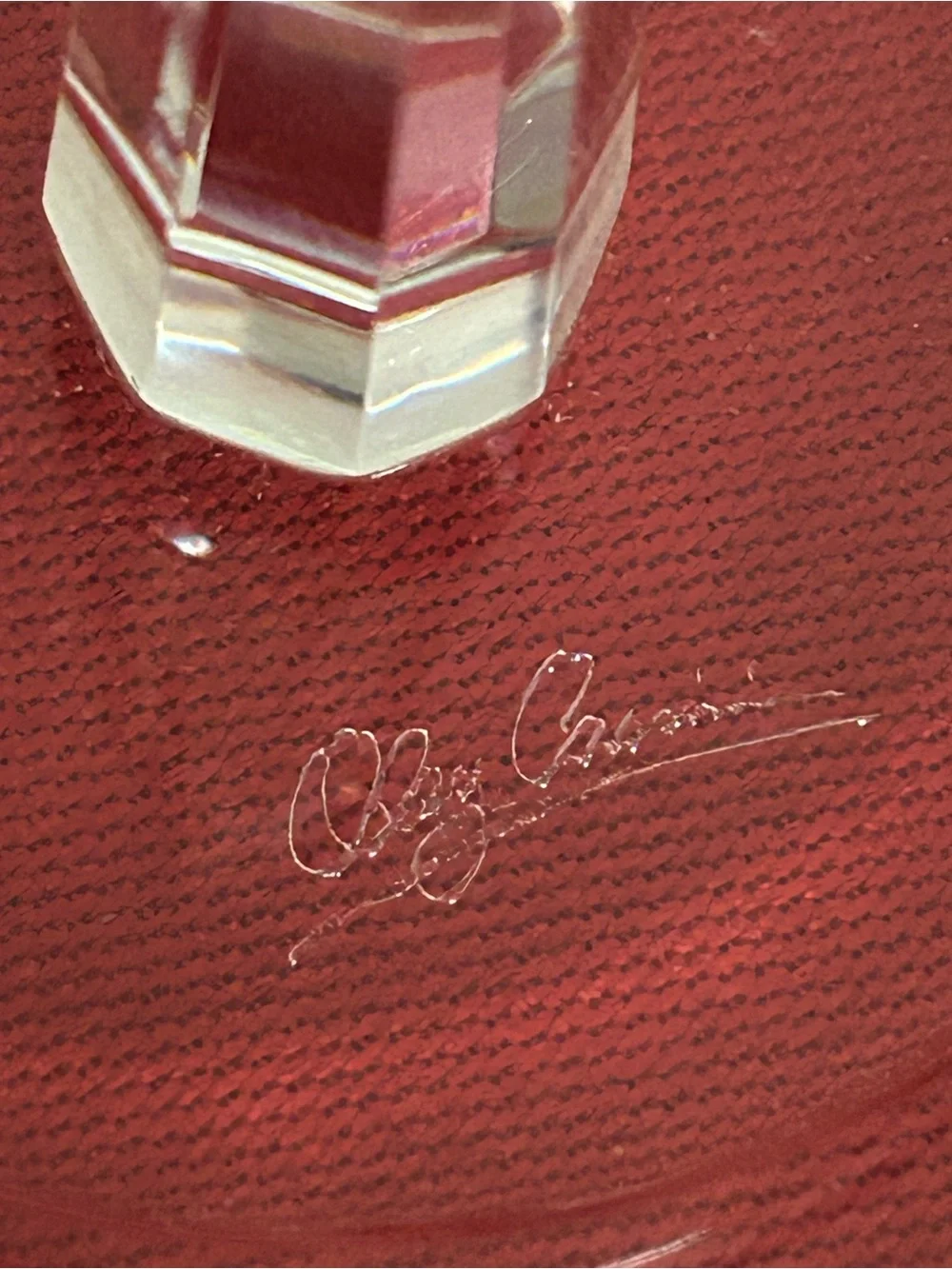 Oleg Cassini Clear Crystal Ring Holder on Red